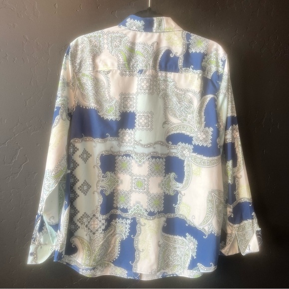 CHICO'S PAISLEY POP GIANA BLOUSE SZ  3 Paisley Print Blue and Green Women's Top - Picture 9 of 15